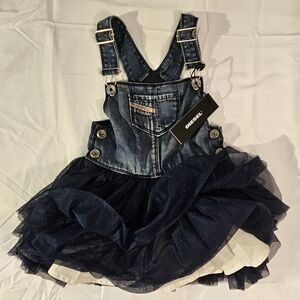 Indigo blue overall tutu dress by diesel